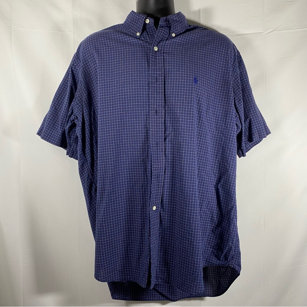 Ralph Lauren Navy Checkered Button Down Shirt